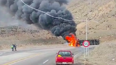 Photo of Un muerto calcinado tras volcar camión en cuesta Paposo