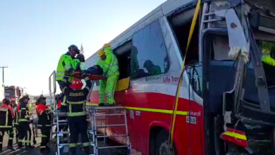 Photo of Un herido en colisión de bus JM con camión en ruta 5 norte